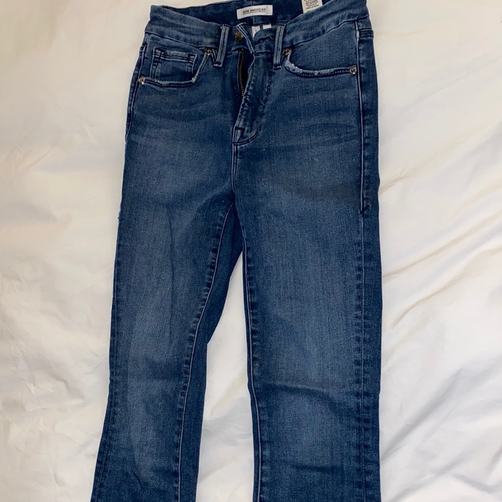 Good American high waisted dark wash
